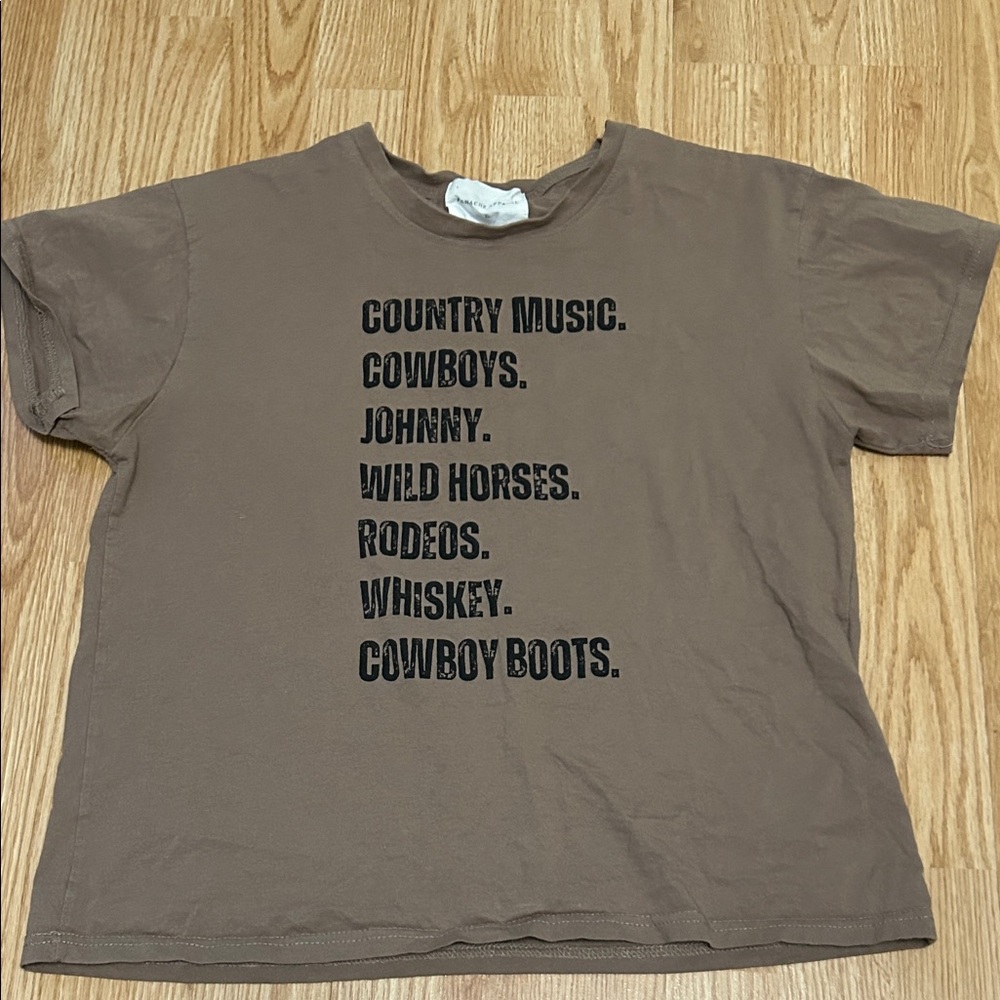 Panache Brown Graphic Tee with Black Text